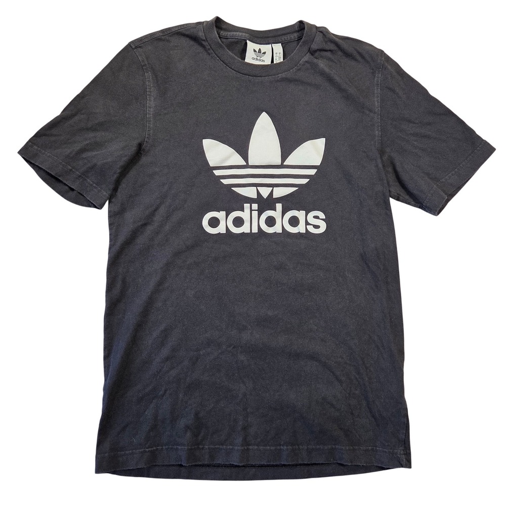 Adidas Originals Trefoil Graphic T-Shirt Mens Small Black White Logo Tee Cotton